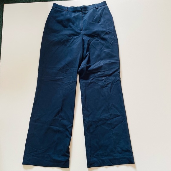 Talbots Pants - Vintage Talbots Pant Trouser HIgh Rise Wool Lined Navy Blue Black Pleated Classi